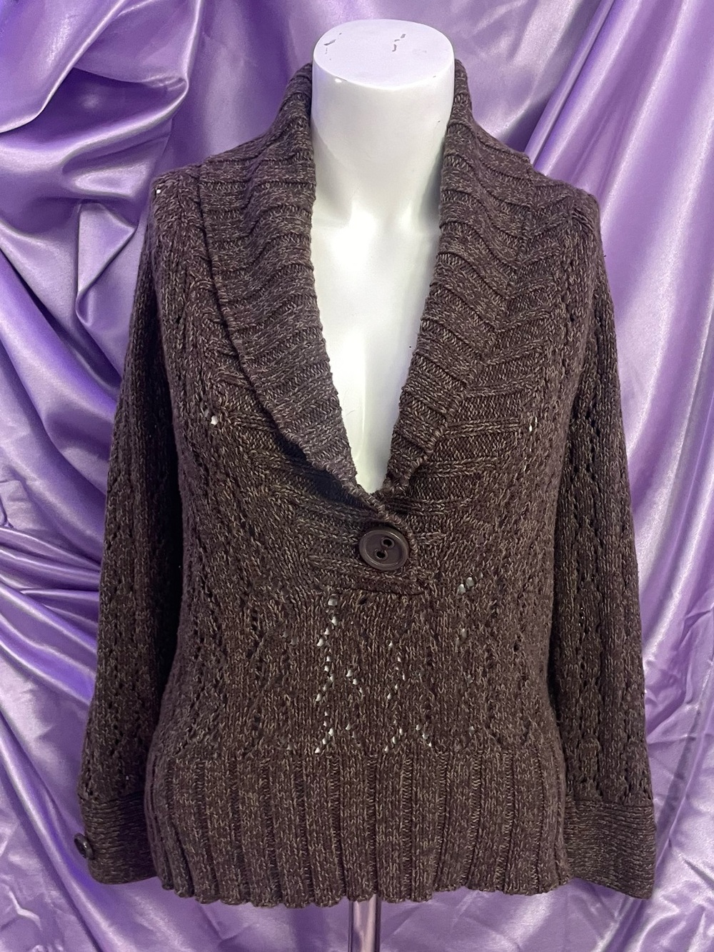 vintage DKNY chunky knit pullover top mocha cozy fall Y2k